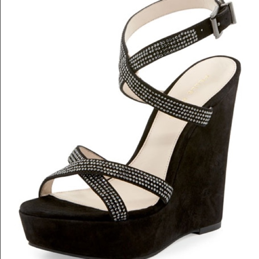 Pelle Moda Olin Suede Rhinestone Wedge Size 7
